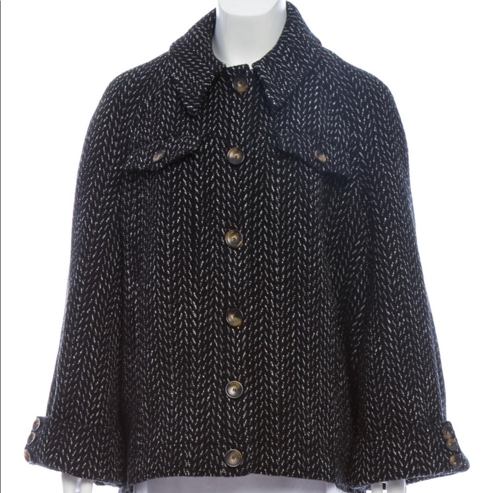 BA&SH black and white herringbone coat. S